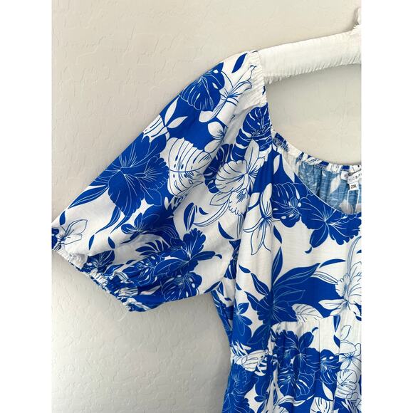 BALTIC BORN | Leela Blue White Floral Puff Sleeve Maxi Dress NWT | 2XL - Picture 4 of 10